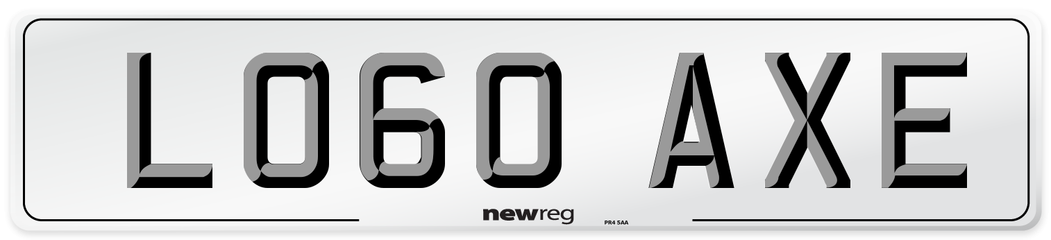 LO60 AXE Number Plate from New Reg